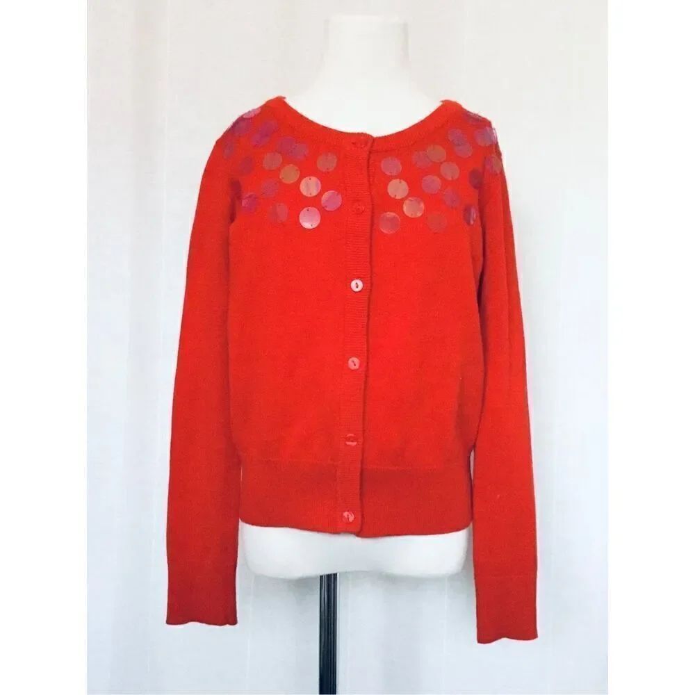S A S H A Upcycled Girls 8/10 Red Sequined Cardigan